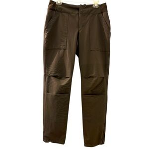 REI hiking pants, 10P, nylon fabric, full cut, pockets, army green. drawstring.